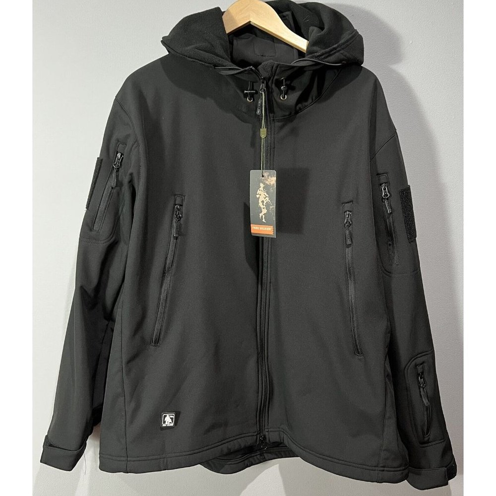 FREE SOLDIER Men's Outdoor Waterproof Soft Shell Hooded Military Tactical Jacket